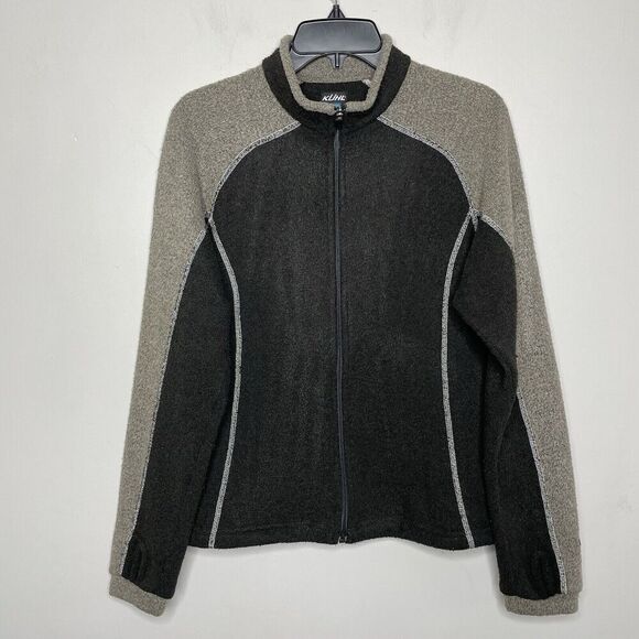 KUHL Alfpaca Fleece Jacket Women Medium Full Zip Brown Green Gorpcore Outdoor - Picture 1 of 13